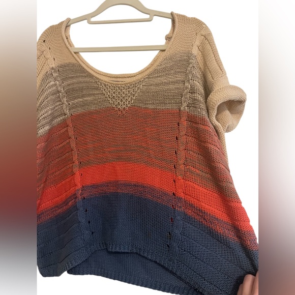 Urban Outfitters Ecote Colorblock Cable Pointelle Short Sleeve Sweater XS Sumner - Picture 5 of 13